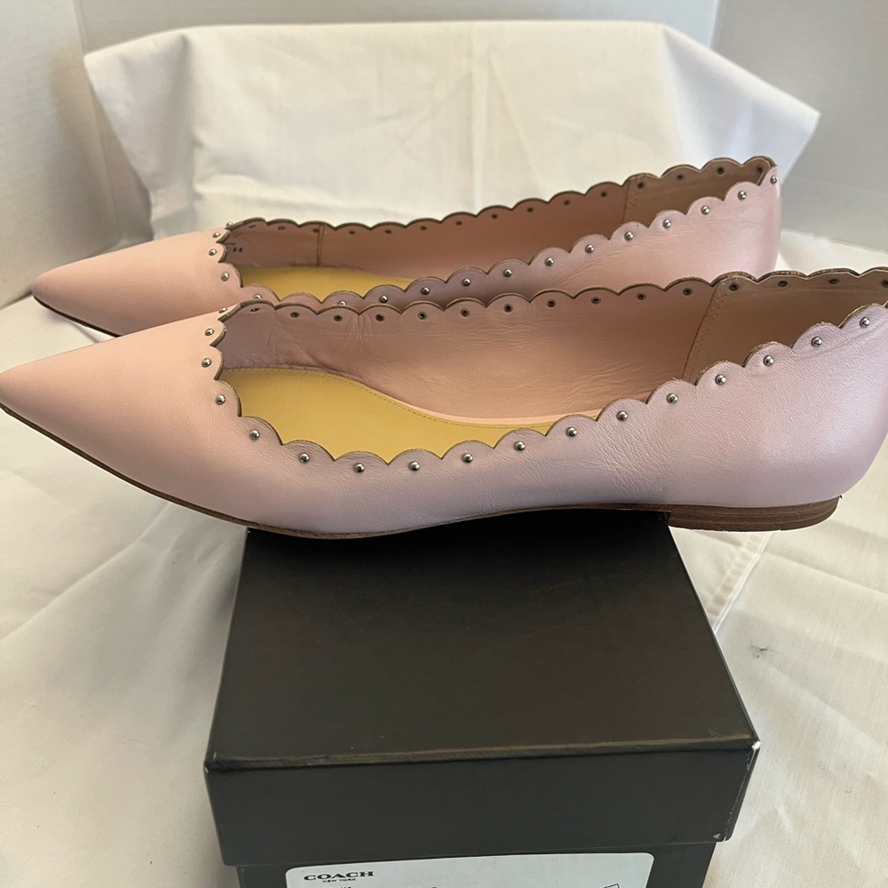 Coach Pink Scalloped Leather Flats